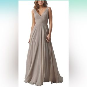Long Draped Chiffon Bridesmaid Dress